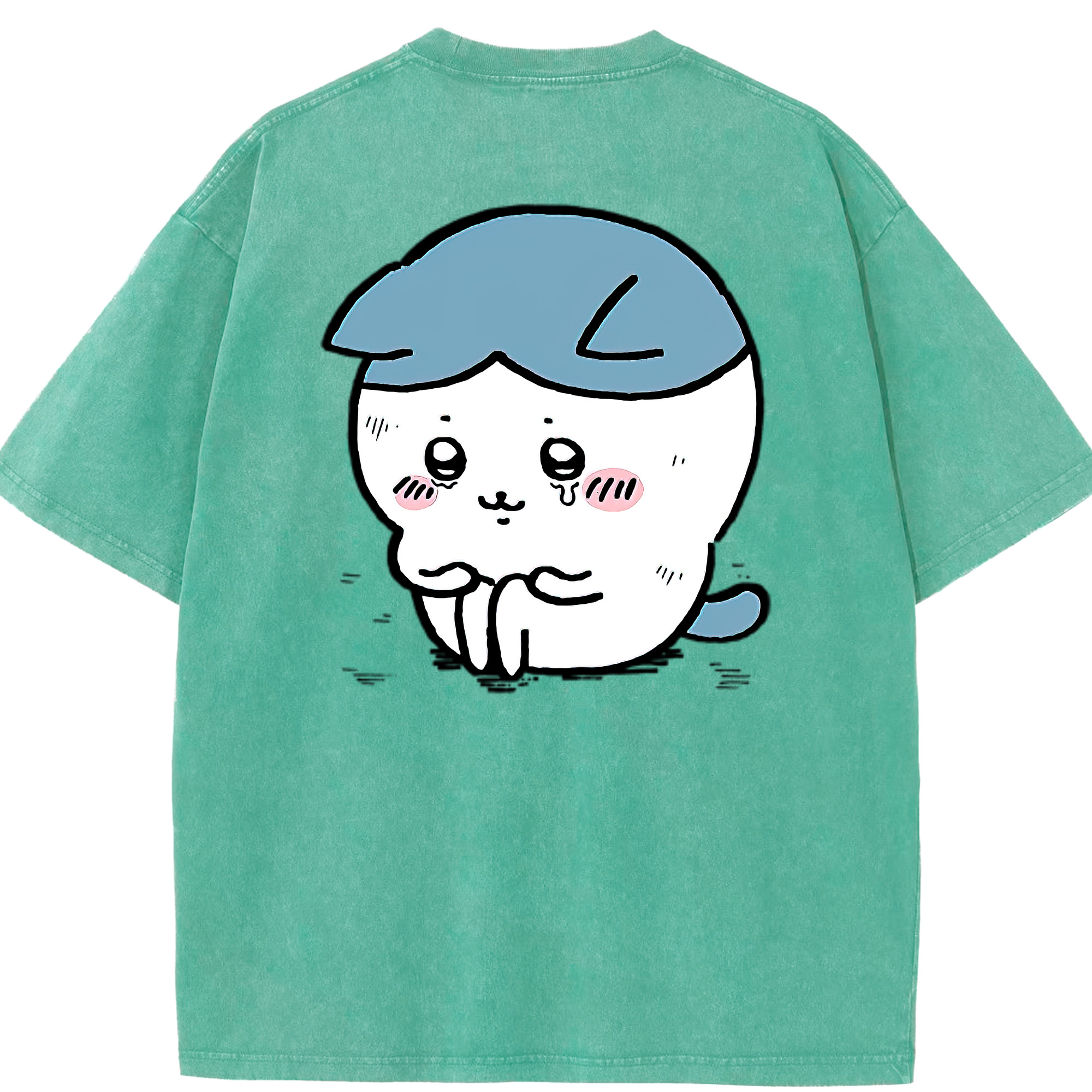 （画像用） ちいかわ ハチワレ Chii-kawa hachiware 綿100% ヴィンテージ風 半袖Tシャツ（背面プリント）